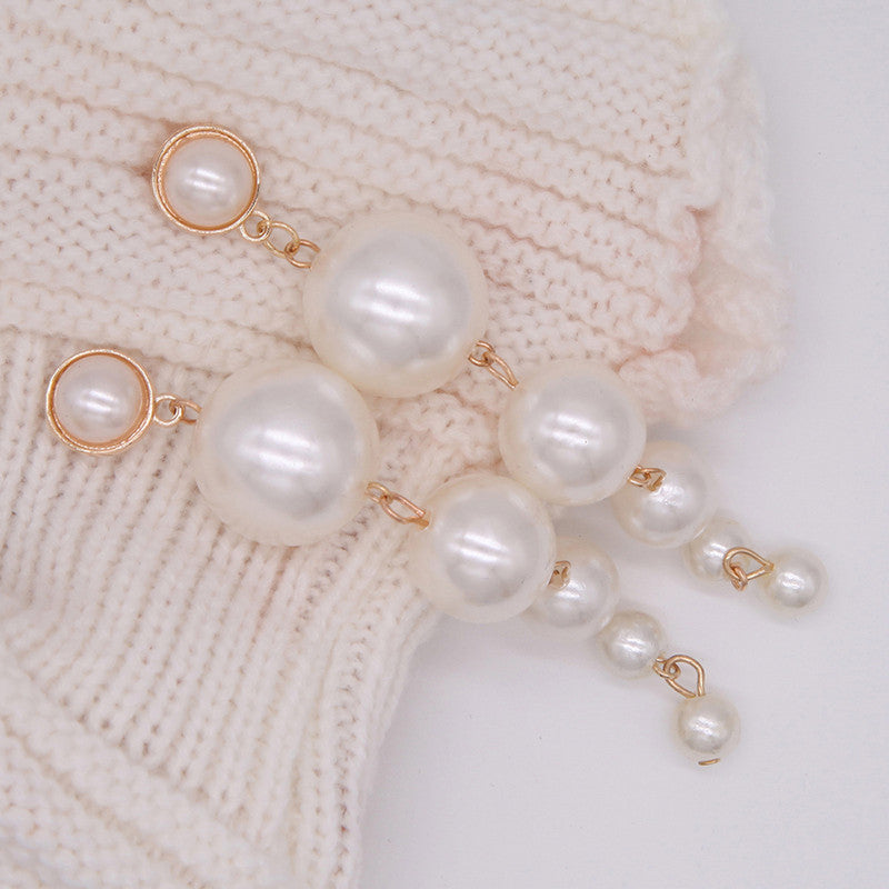 Multi-Layer Pearl Drop Earrings for Women