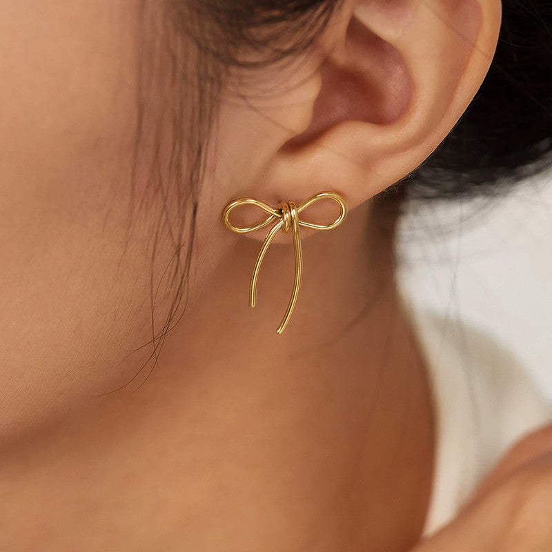 Infinity Knot Bow Earrings – Minimal Chic Statement