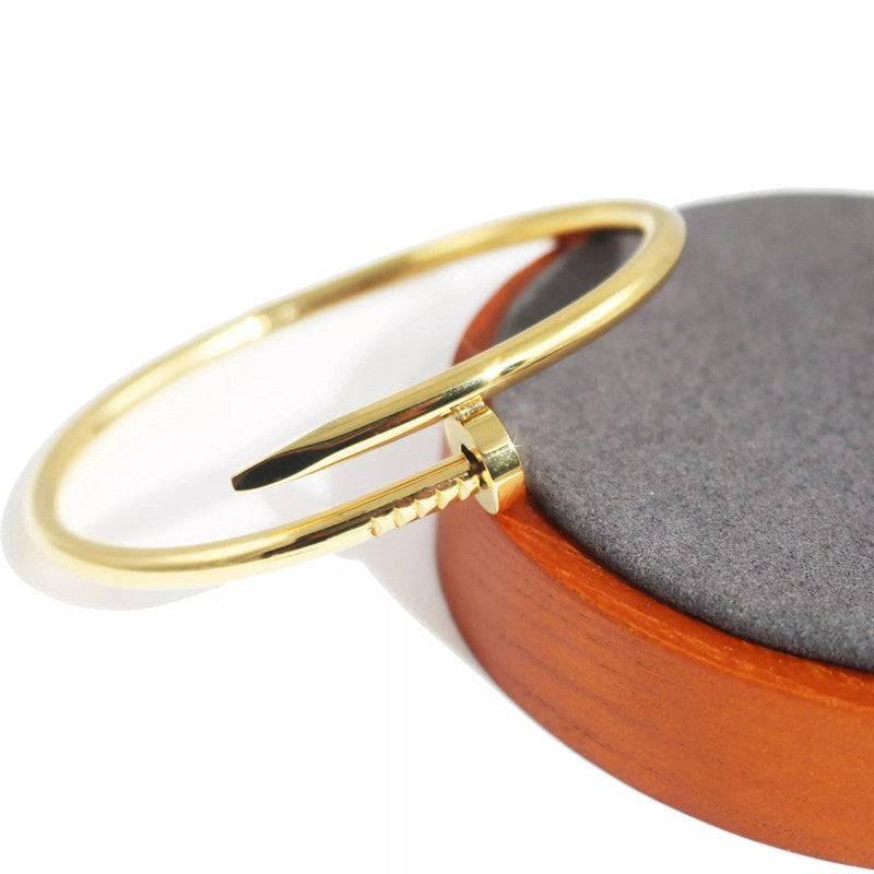 Minimal Gold Nail Bracelet for Women | Stainless Steel Anti-Tarnish Open Cuff Bangle