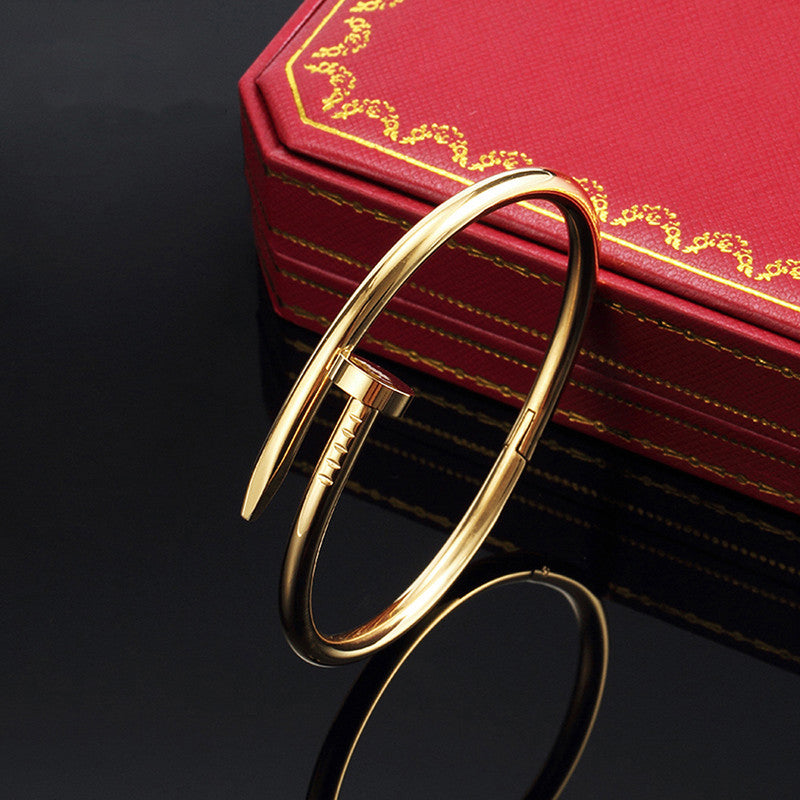Minimal Gold Nail Bracelet for Women | Stainless Steel Anti-Tarnish Open Cuff Bangle