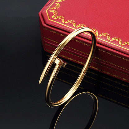 Minimal Gold Nail Bracelet for Women | Stainless Steel Anti-Tarnish Open Cuff Bangle