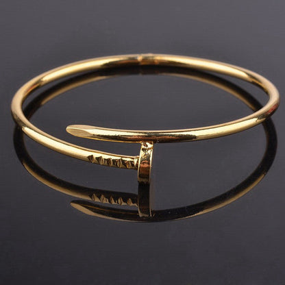Minimal Gold Nail Bracelet for Women | Stainless Steel Anti-Tarnish Open Cuff Bangle