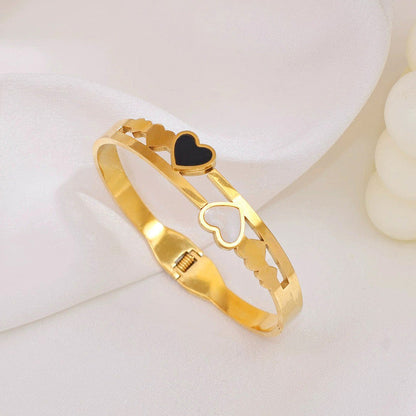 Twin Heart Charm Bangle