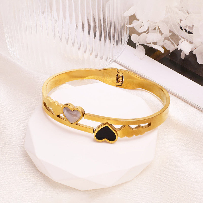 Twin Heart Charm Bangle