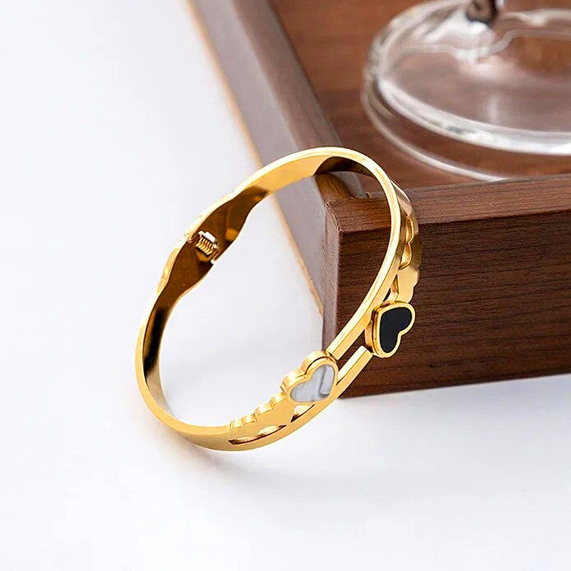Twin Heart Charm Bangle
