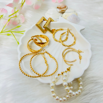 Gold Plated Contemporary Pack of 12 Hoop Earrings Combo for Women