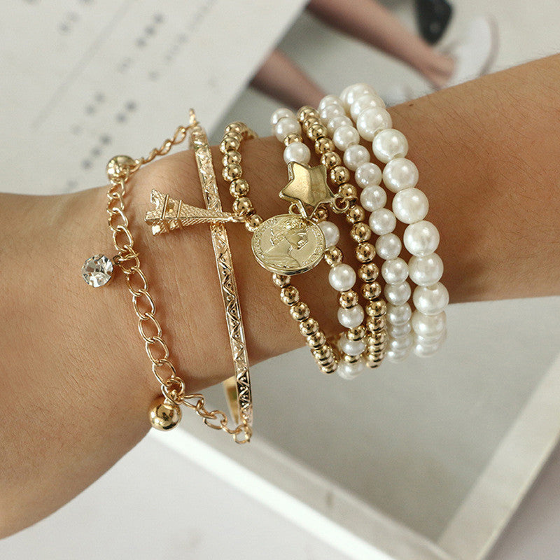 Pearl Luxe Stackable Bracelet Set (Pack of 6)