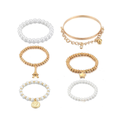 Pearl Luxe Stackable Bracelet Set (Pack of 6)