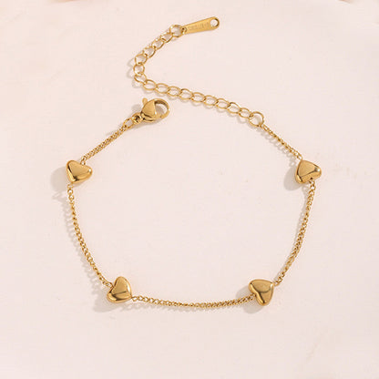 Minimalist Heart Charm Gold Bracelet