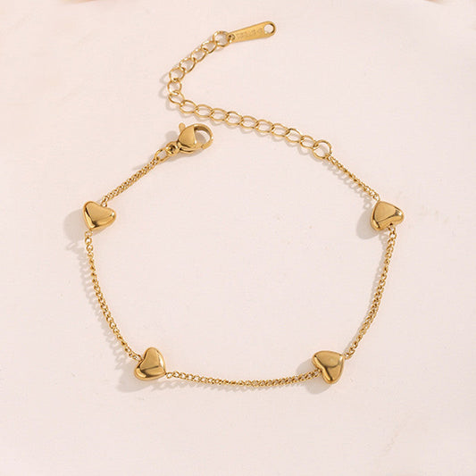 Minimalist Heart Charm Gold Bracelet