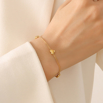 Minimalist Heart Charm Gold Bracelet