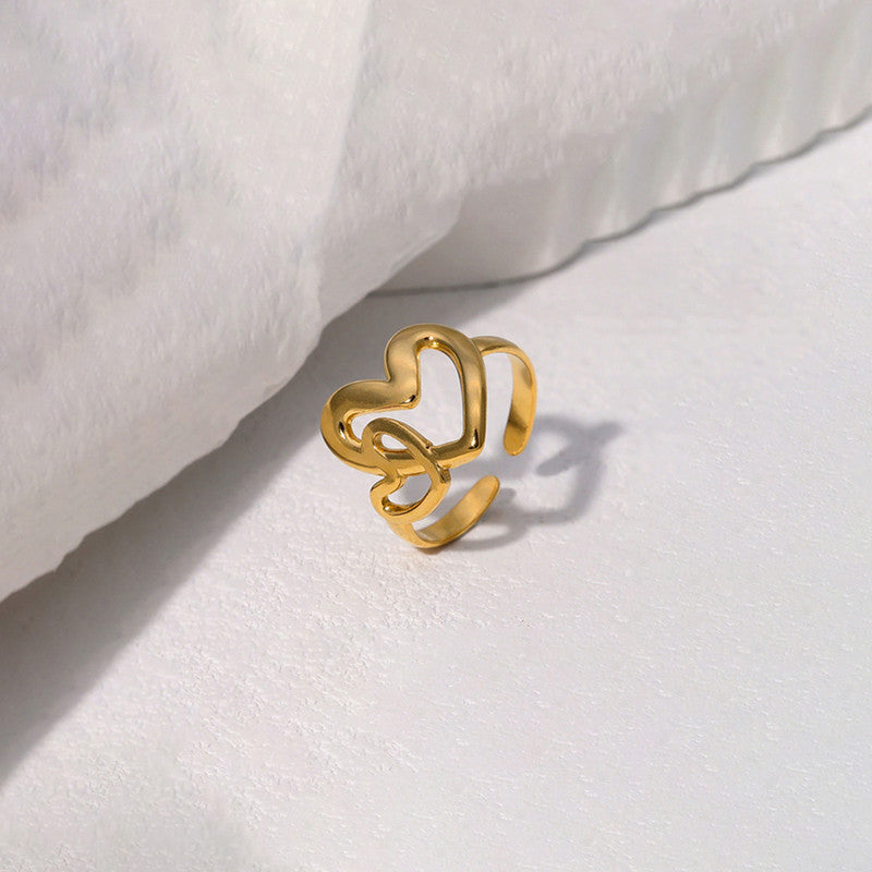 Gold Heart Outline Adjustable Ring