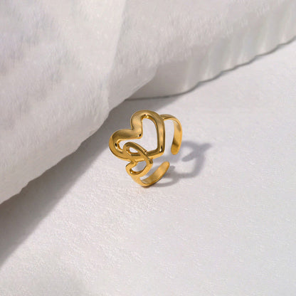 Gold Heart Outline Adjustable Ring
