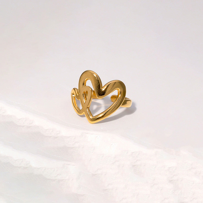 Gold Heart Outline Adjustable Ring