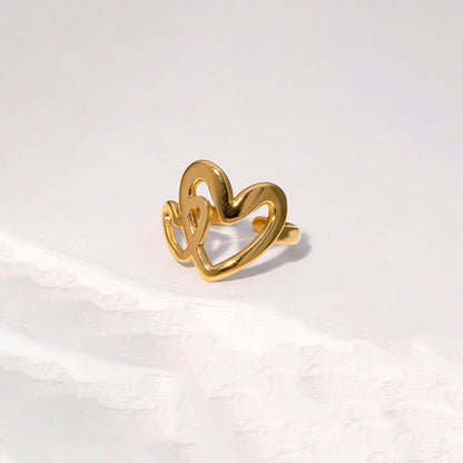 Gold Heart Outline Adjustable Ring