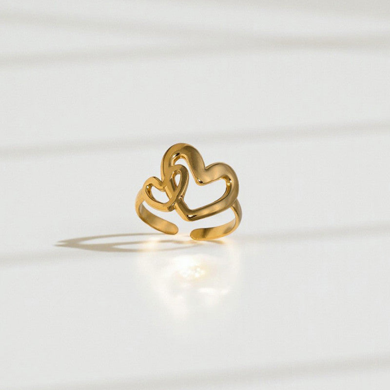Gold Heart Outline Adjustable Ring