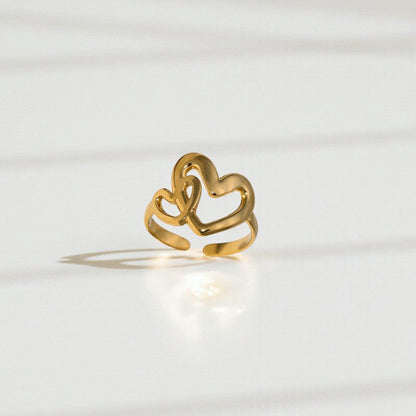 Gold Heart Outline Adjustable Ring