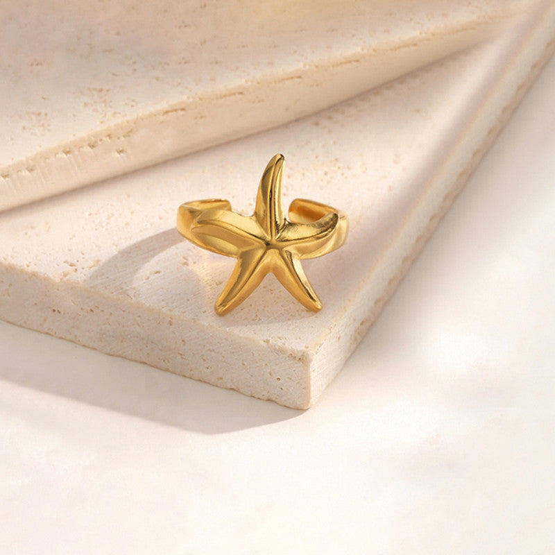 Gold Starfish Adjustable Ring