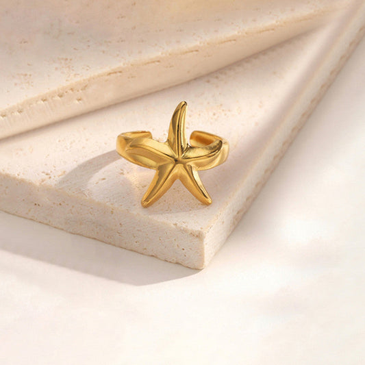 Gold Starfish Adjustable Ring
