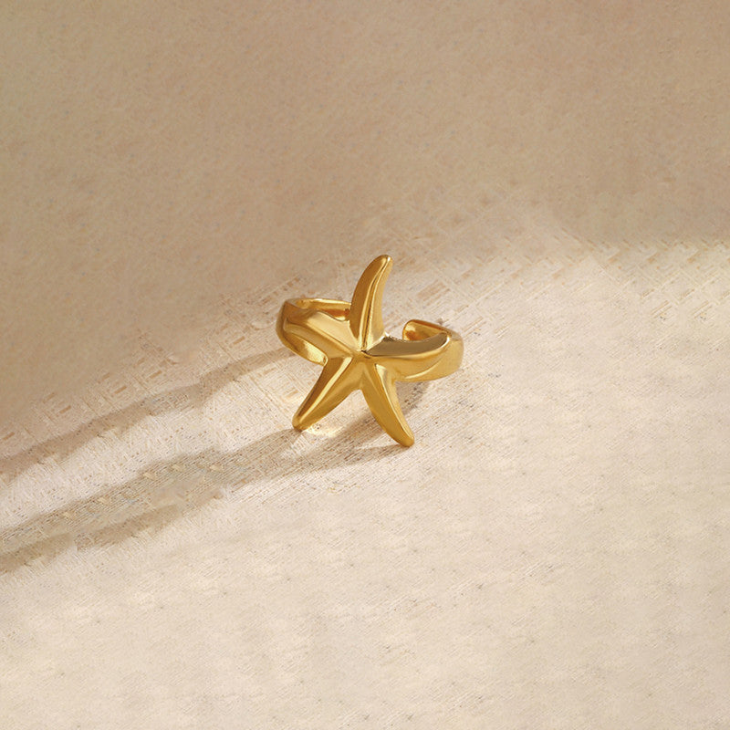 Gold Starfish Adjustable Ring