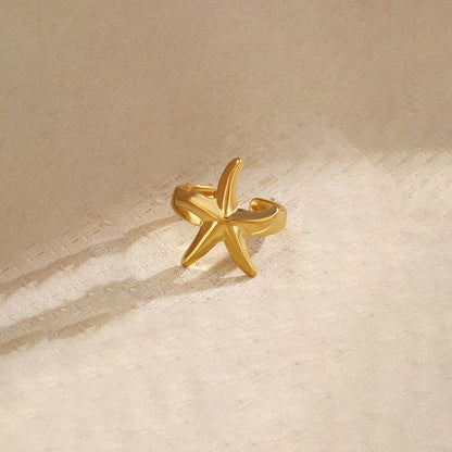 Gold Starfish Adjustable Ring