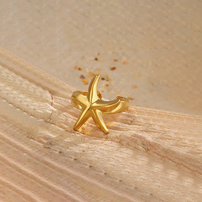 Gold Starfish Adjustable Ring