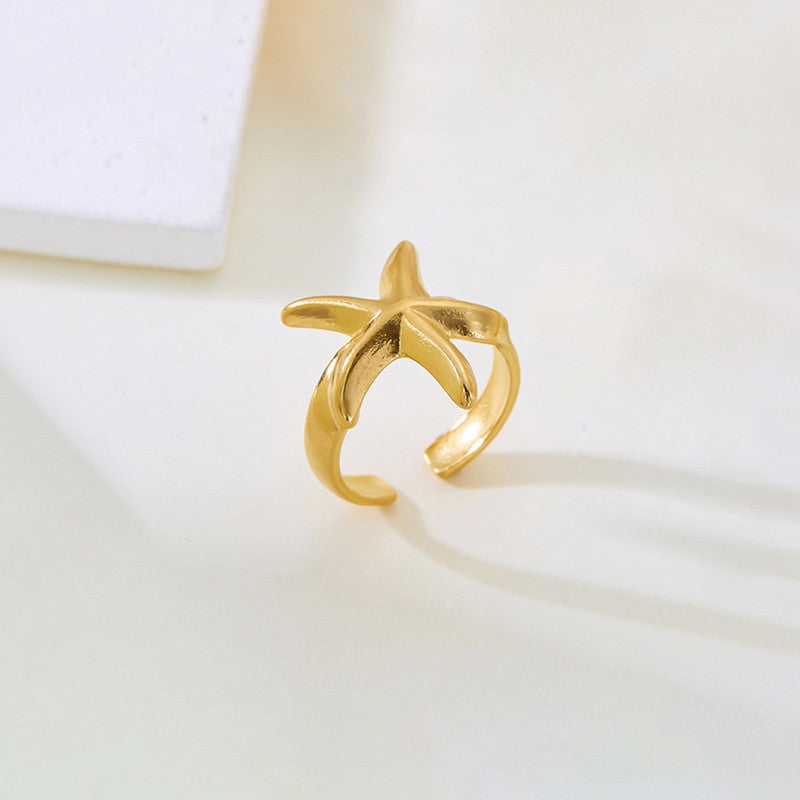 Gold Starfish Adjustable Ring