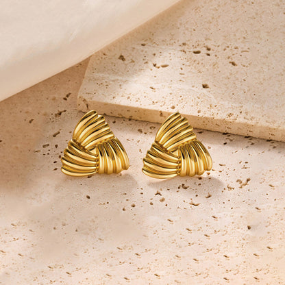 Bold Triangular Textured Gold Stud Earrings