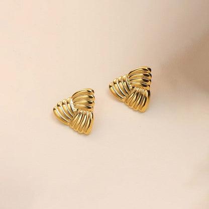 Bold Triangular Textured Gold Stud Earrings