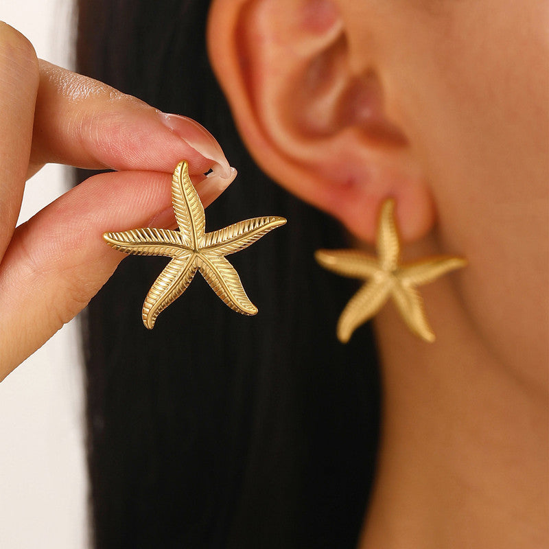 Starfish Textured Stud Earrings